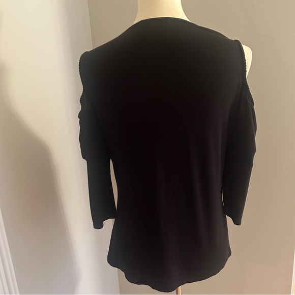 Kim & Cami Black Cold Shoulder Long Sleeve T-shirt - Picture 3 of 4